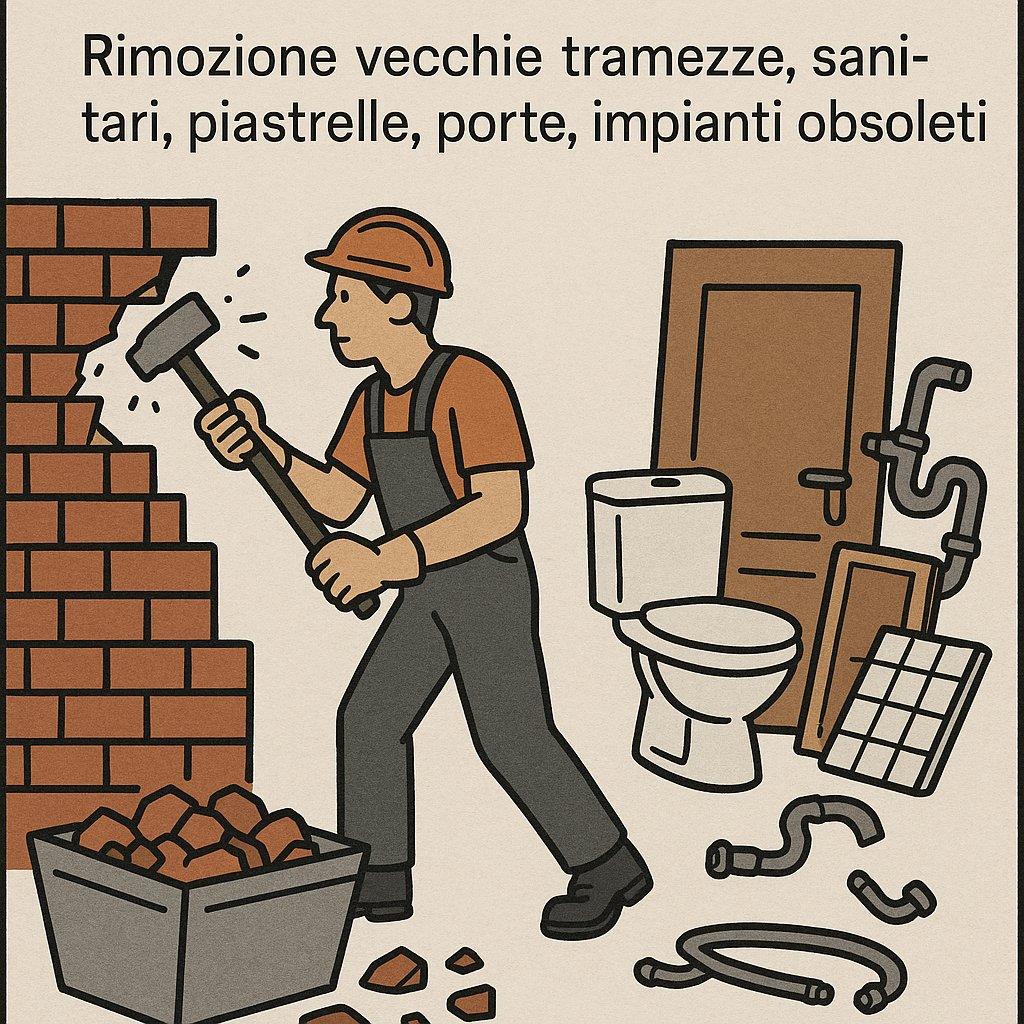 Ristrutturazioni appartamenti; Rimozione vecchie tramezze, sanitari, piastrelle a Torino