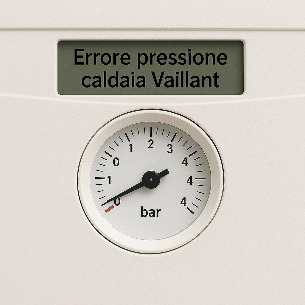 Manometro caldaia Vaillant con pressione bassa e messaggio di errore