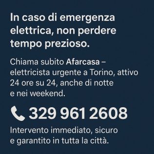 elettricista urgente Torino a Tuo servizio